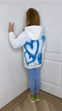 SPRAY WHITE HOODIE & BLUE LEGGING SET