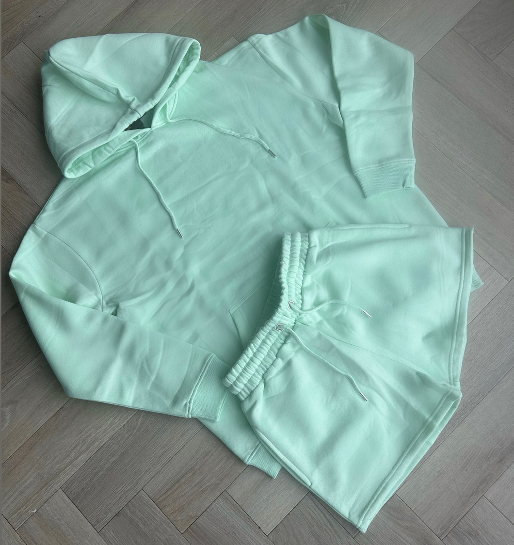 WOMENS MINT OVERSIZED HOODIE & SHORTS SET