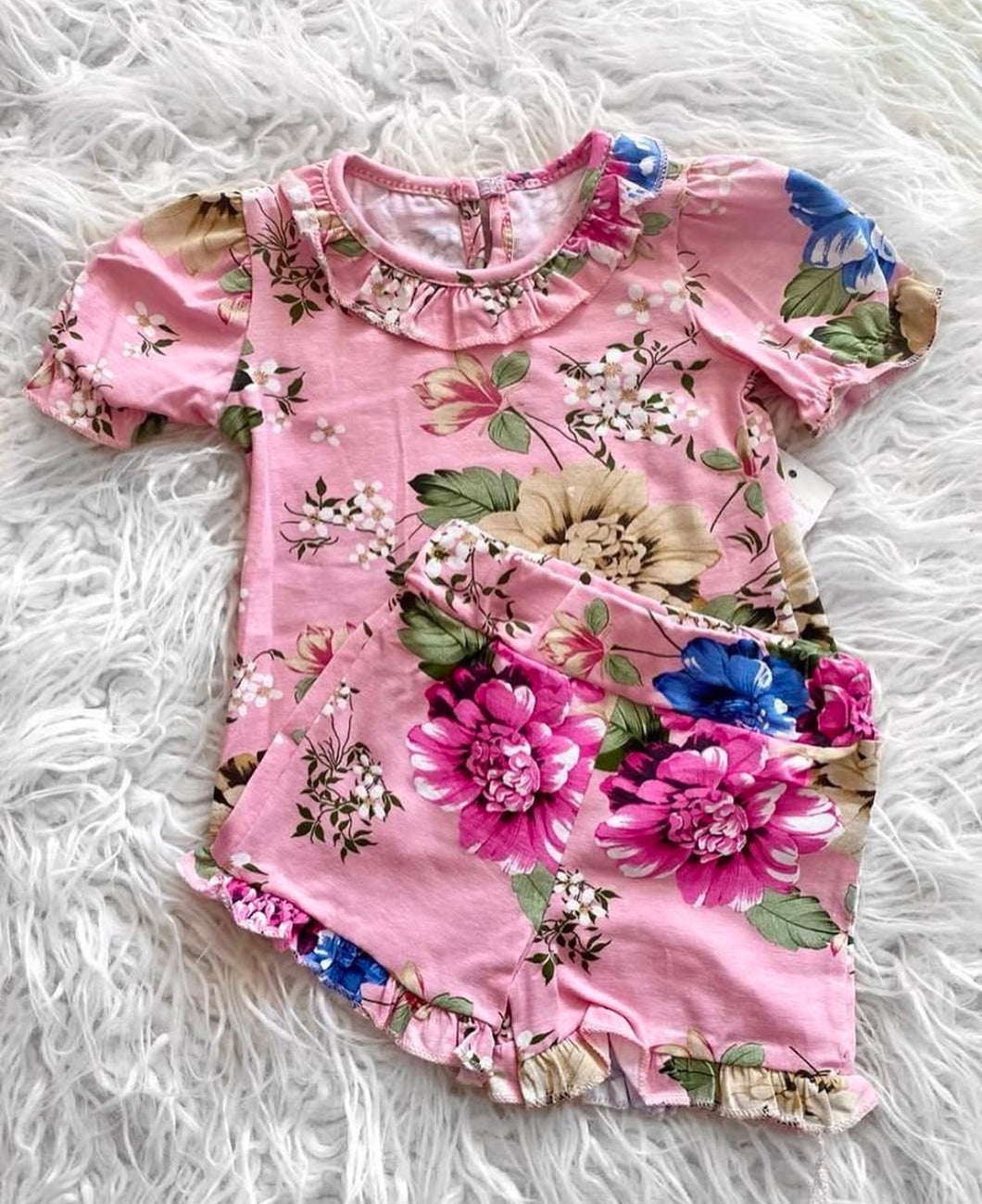 PINK FLORAL SHORT SET