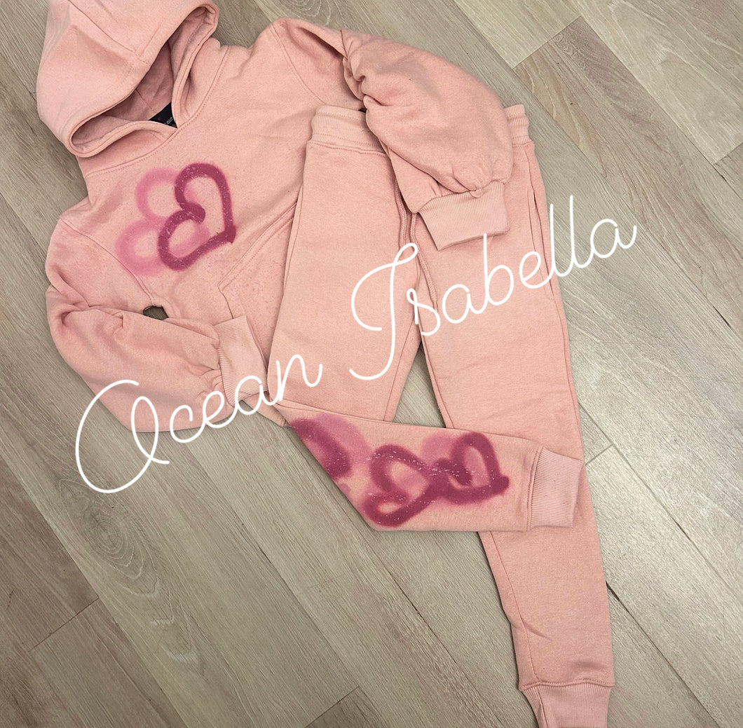 SPRAY RUCHED SLEEVE TRACKSUIT PINK
