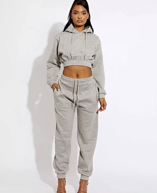 WOMENS GREY CROP TRACKSUIT