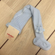 BABY BLUE RIBBED POM POM TIGHTS