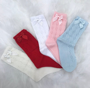 BABY BLUE OPEN KNIT KNEE HIGH